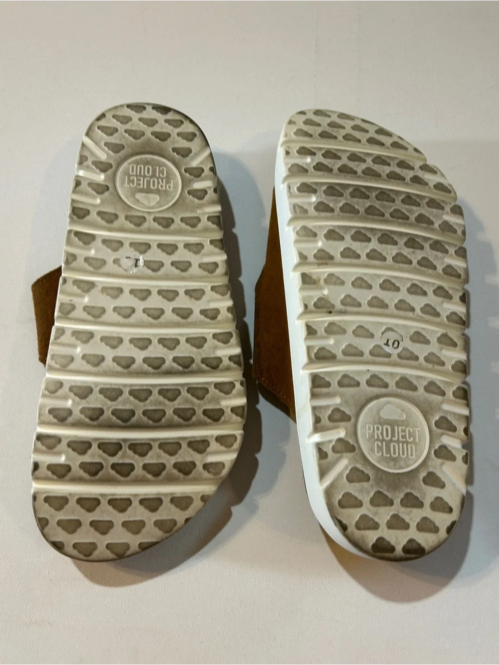 Project Cloud Tan Suede Double Buckle Comfort Slide Sandals Women’s Size 10